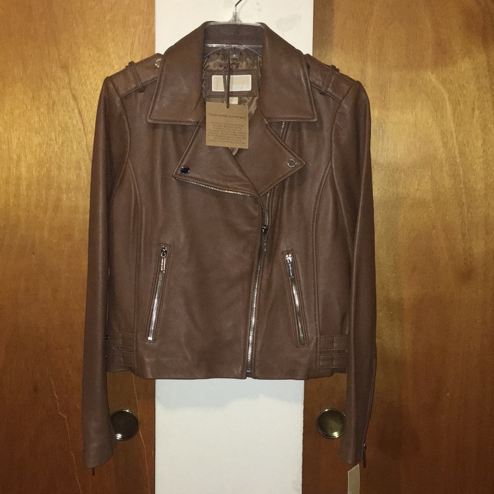 🐪 NWT Michael Kors Genuine Leather Moto Jacket